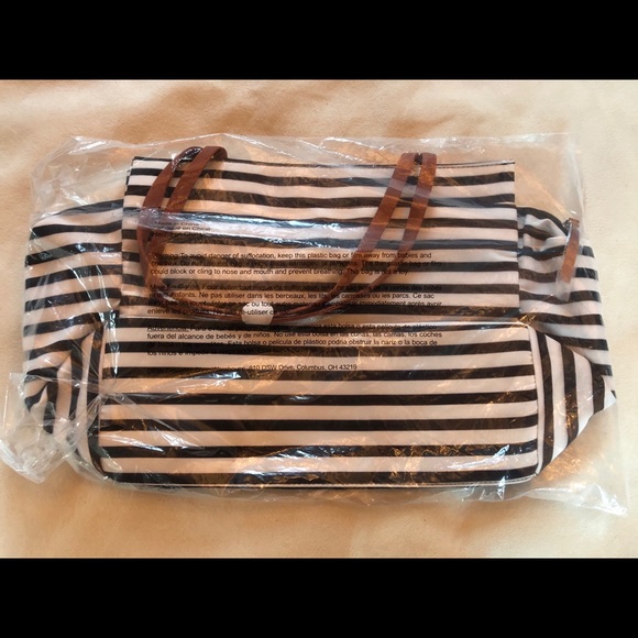 Cute weekender tote bag, black/white stripes - Picture 3 of 9